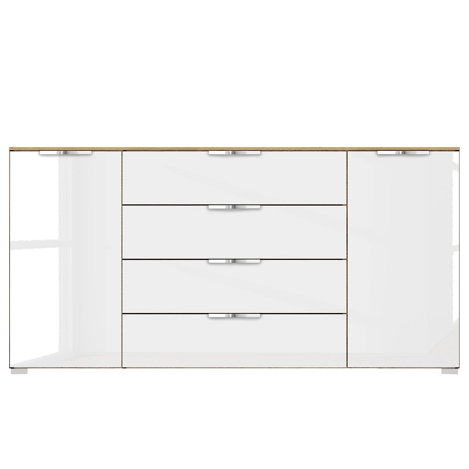Sideboard SKØP x4+2 - Hochglanz Weiß / Eiche Artisan Dekor - Chrom 2 Sideboard SKØP x4+2 - Hochglanz Weiß / Eiche Artisan Dekor - Chrom – Bild 2