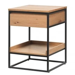 Red Living Beistelltisch Ratho II - Echtholzfurnier / Metall - Eiche / Schwarz