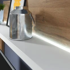 Loftscape Wohnwand Littor (3-teilig) - inkl. Beleuchtung - Weiß / Eiche Grandson Dekor -Wohnzimmermöbel boutique en ligne 1000327454 220125 13413300072 DETAILS P000000001000327454