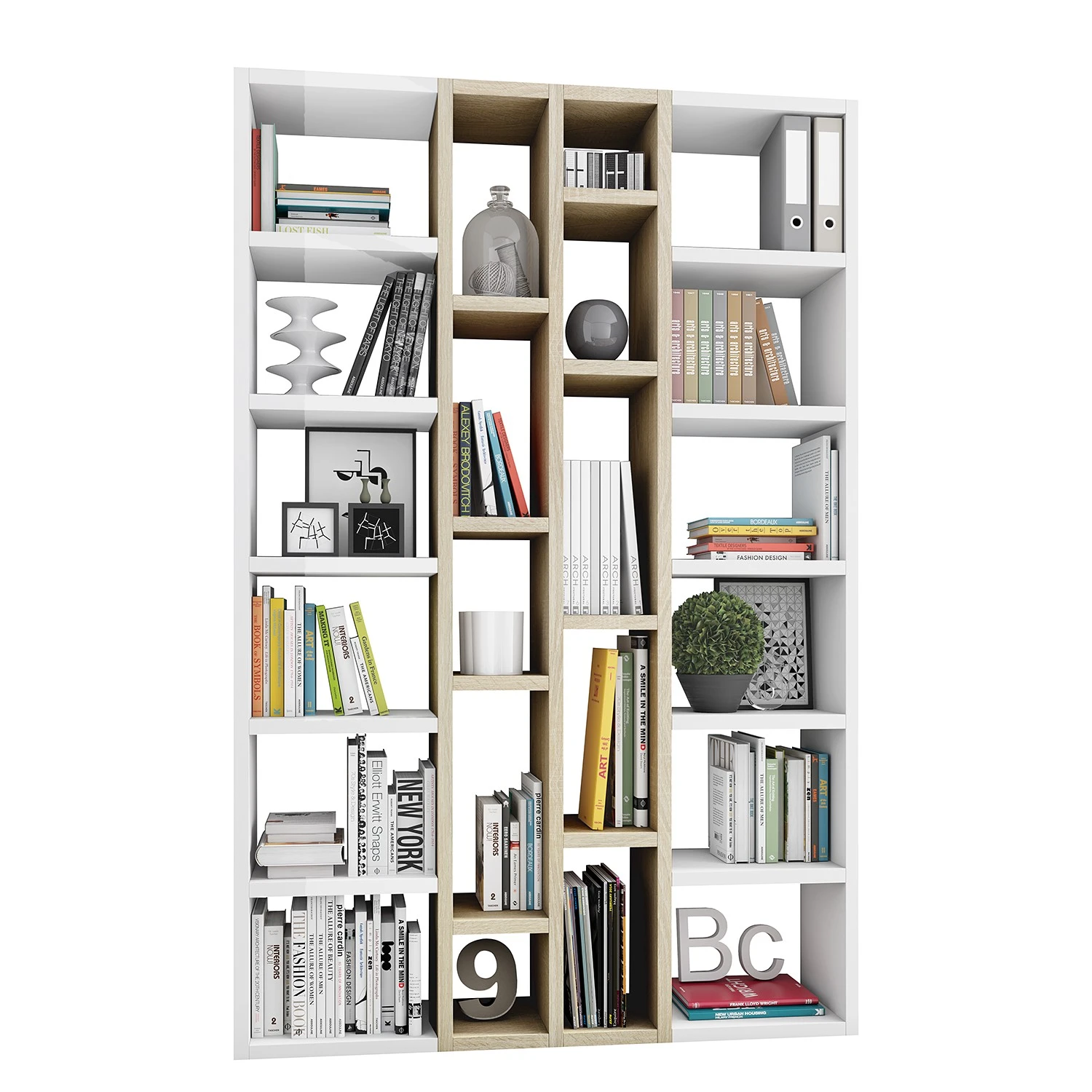 Loftscape Regal Emporior XXI - Hochglanz Weiß / Eiche Sonoma Dekor 1 Loftscape Regal Emporior XXI - Hochglanz Weiß / Eiche Sonoma Dekor