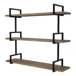 Red Living Wandregal Ulm - Kiefer massiv / Metall - Kiefer / Schwarz