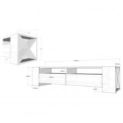 Loftscape TV-Lowboard Varel - Weiß / Walnuss Dekor 9 Loftscape TV-Lowboard Varel - Weiß / Walnuss Dekor -Wohnzimmermöbel boutique en ligne 1000333640 220302 500 SKETCH DETAILS P000000001000333640 sketch