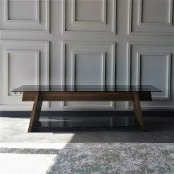 Loftscape TV-Rack Kalisz - Glas / Walnuss massiv - Rauchgrau / Walnuss -Wohnzimmermöbel boutique en ligne 1000333663 220302 022 MOOD DETAILS P000000001000333663 mood