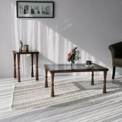 Ars Natura Couchtisch Donatella - Glas / Walnuss massiv - Rauchschwarz / Walnuss -Wohnzimmermöbel boutique en ligne 1000333698 220302 023 MOOD DETAILS P000000001000333698 mood