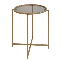 Loftscape Beistelltisch Guichen II - Glas / Metall - Rauchschwarz / Gold