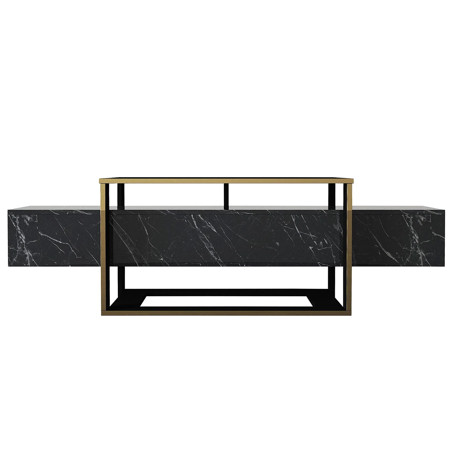 Loftscape TV-Lowboard Board Luca - Marmor Schwarz Dekor / Gold 4 Loftscape TV-Lowboard Board Luca - Marmor Schwarz Dekor / Gold – Bild 4