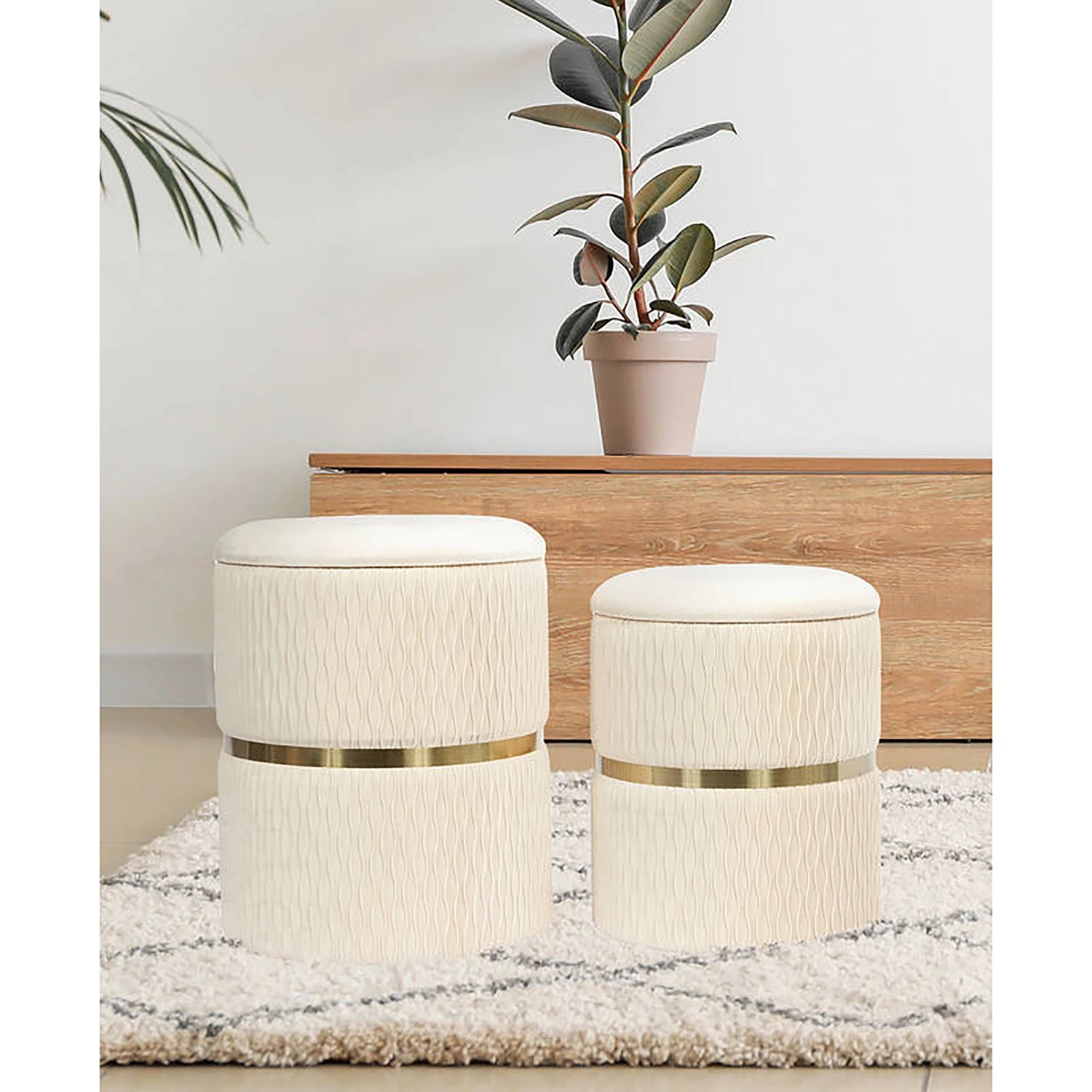 INSTYLE by Kayoom Polsterhocker Milas (2er-Set) - Creme 2 INSTYLE by Kayoom Polsterhocker Milas (2er-Set) - Creme – Bild 2