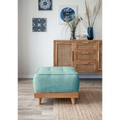 Norrwood Polsterhocker Surribas - Webstoff Lark: Petrol -Wohnzimmermöbel boutique en ligne 1000336862 220401 070 DETAILS P000000001000336862