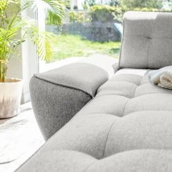 Norrwood Wohnlandschaft Surribas - Webstoff Lark: Hellgrau - Longchair davorstehend links / Ottomane rechts -Wohnzimmermöbel boutique en ligne 1000336922 220401 070 DETAILS P000000001000336922