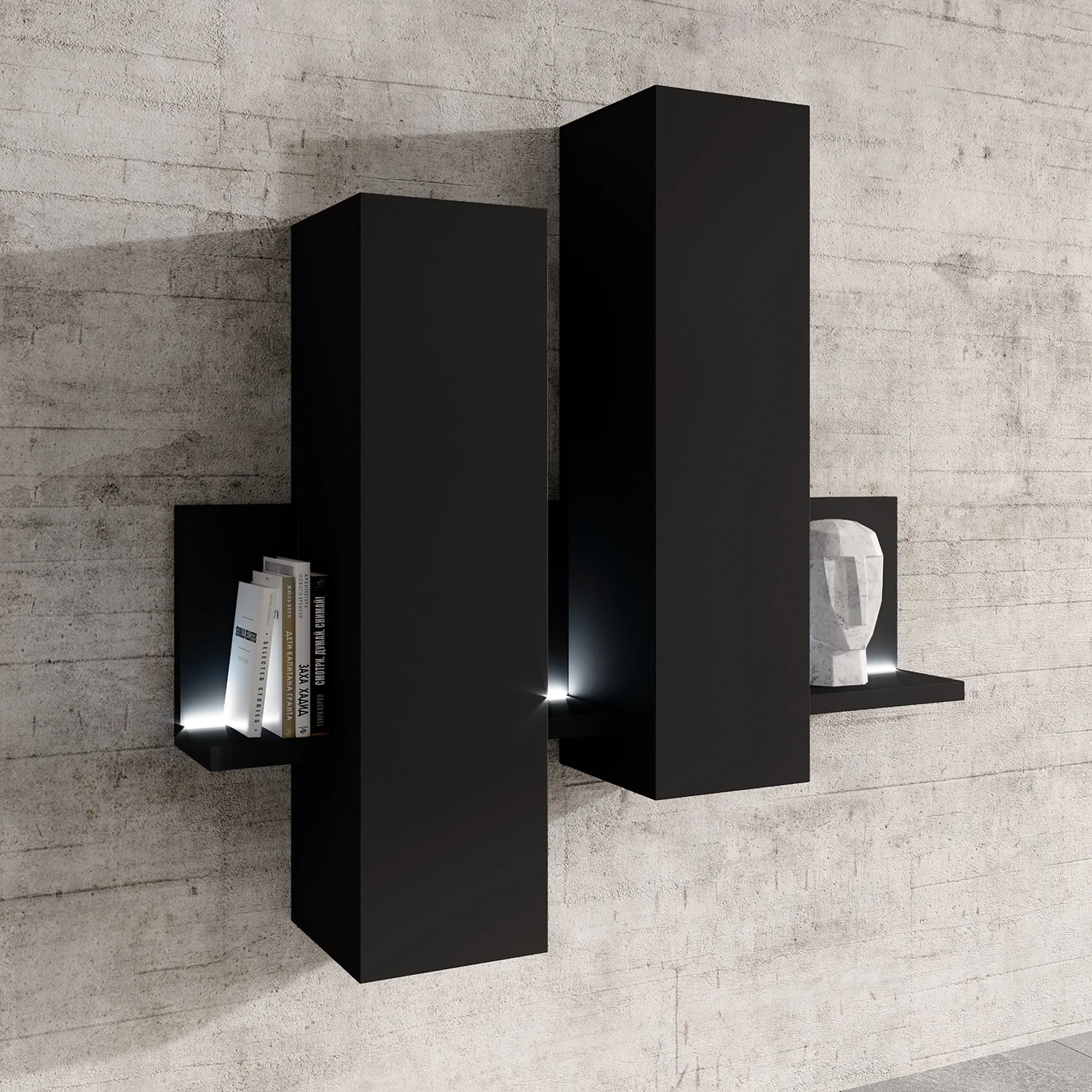 Loftscape Wohnwand Littor (3-teilig) - inkl. Beleuchtung - Schwarz 2 Loftscape Wohnwand Littor (3-teilig) - inkl. Beleuchtung - Schwarz – Bild 2