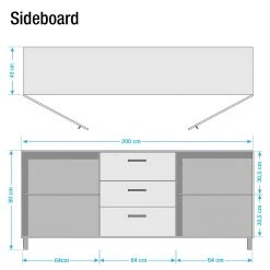 Ars manufacti Sideboard Woodson - Akazie massiv / Metall - Akazie Hellbraun - Breite: 200 cm -Wohnzimmermöbel boutique en ligne 1000339822 220311 500 SKETCH DETAILS P000000001000339822 sketch