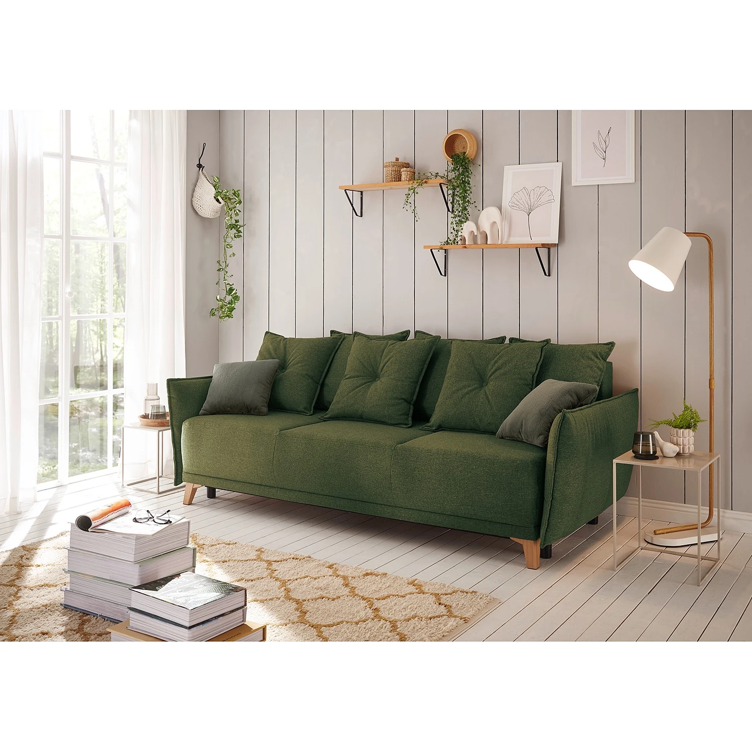 Mørteens Schlafsofa Rutherford - Webstoff Denga / Microfaser Laci: Antikgrün / Grün 2 Mørteens Schlafsofa Rutherford - Webstoff Denga / Microfaser Laci: Antikgrün / Grün – Bild 2