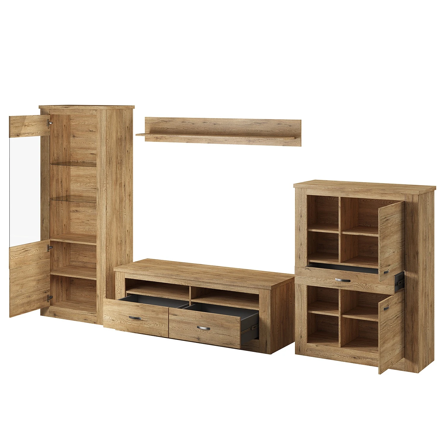 Loftscape Wohnwand Kilcar (4-teilig) - Eiche Dekor 10 Loftscape Wohnwand Kilcar (4-teilig) - Eiche Dekor – Bild 10