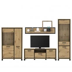 Loftscape Wohnwand Egan (4-teilig) - Eiche Artisan Dekor / Eiche Schwarz Dekor