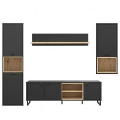 Loftscape Wohnwand Mazzo (4-teilig) - Schwarz / Eiche Artisan Dekor -Wohnzimmermöbel boutique en ligne 1000341908 220331 030 DETAILS P000000001000341908