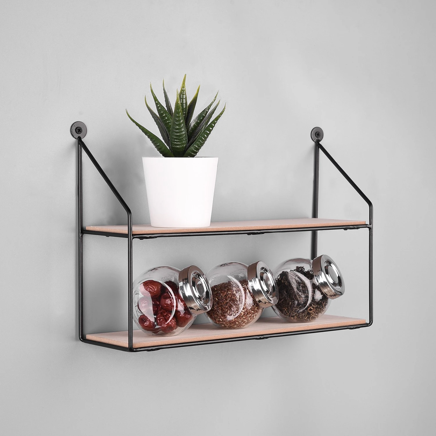 Loftscape Wandregal Cuddalore - Metall - Schwarz / Eiche Dekor 2 Loftscape Wandregal Cuddalore - Metall - Schwarz / Eiche Dekor – Bild 2