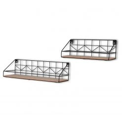 Loftscape Wandregal Fluffy (2er-Set) - Metall - Schwarz / Eiche Dekor