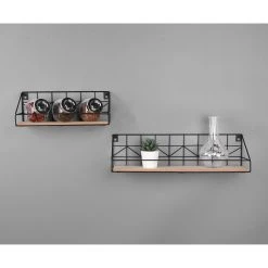 Loftscape Wandregal Fluffy (2er-Set) - Metall - Schwarz / Eiche Dekor -Wohnzimmermöbel boutique en ligne 1000341918 220323 021 MOOD DETAILS P000000001000341918 mood