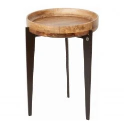 Tom Tailor Beistelltisch Richland I - Mango massiv - Aluminium / Mango - Schwarz