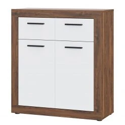 Loftscape Kommode Ballito - Weiß / Walnuss Dekor