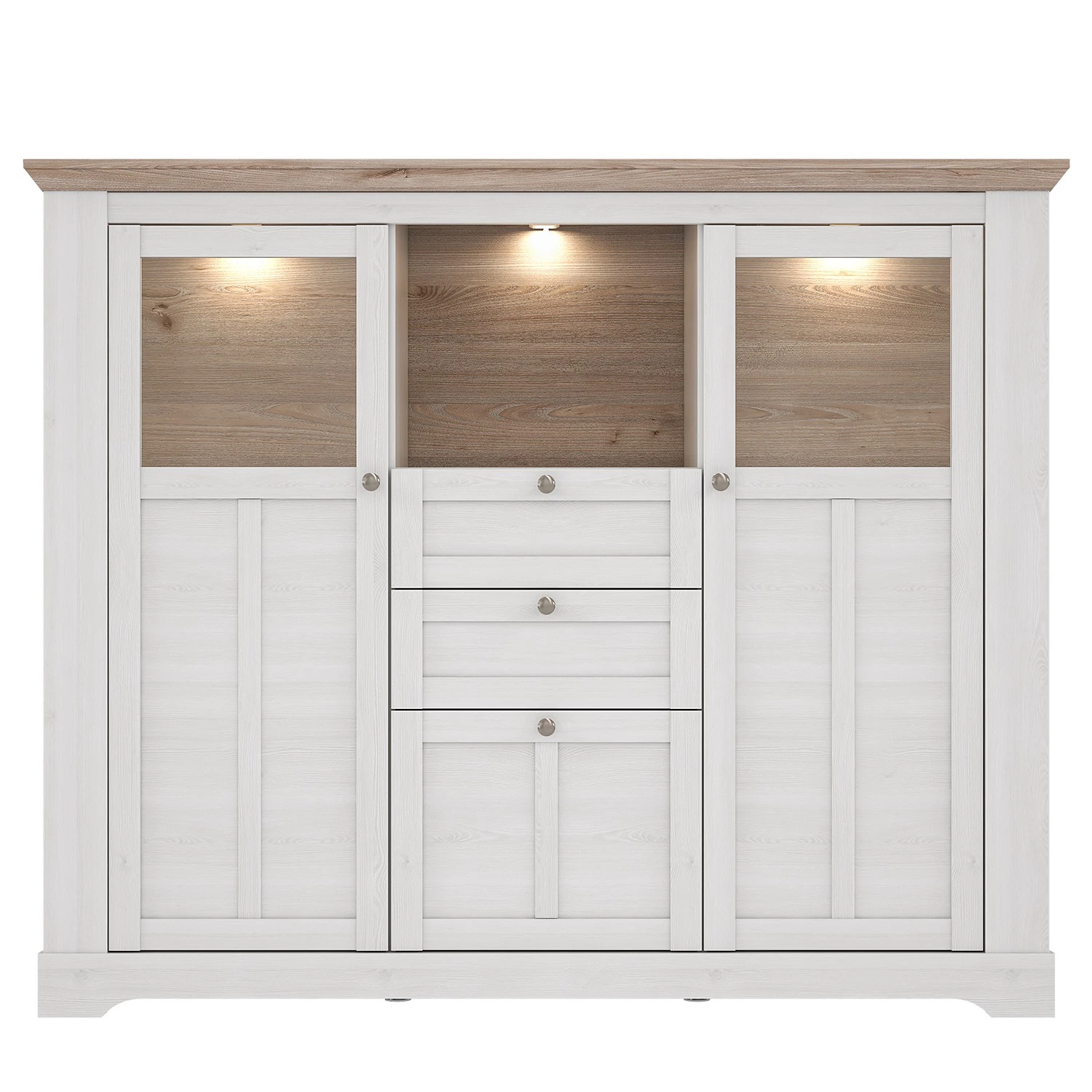 Ridgevalley Highboard Sandvik II - Eiche Weiß Dekor / Eiche Nelson Dekor 2 Ridgevalley Highboard Sandvik II - Eiche Weiß Dekor / Eiche Nelson Dekor – Bild 2