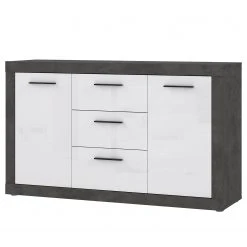 Loftscape Sideboard Vetras - Hochglanz Weiß / Beton Dekor