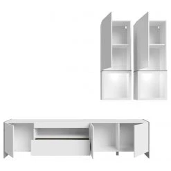 Loftscape Wohnwand Urban I (3-teilig) - Inkl. Beleuchtung - Weiß / Eiche Grau Dekor -Wohnzimmermöbel boutique en ligne 1000344681 220414 045 DETAILS P000000001000344681