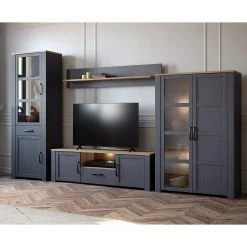 Ridgevalley Wohnwand Vassia II (4-teilig) - Eiche Navy Dekor / Eiche Riviera Dekor