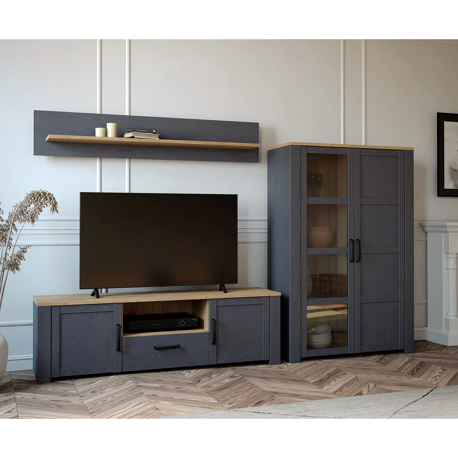 Ridgevalley Wohnwand Vassia I (3-teilig) - Eiche Navy Dekor / Eiche Riviera Dekor 2 Ridgevalley Wohnwand Vassia I (3-teilig) - Eiche Navy Dekor / Eiche Riviera Dekor – Bild 2