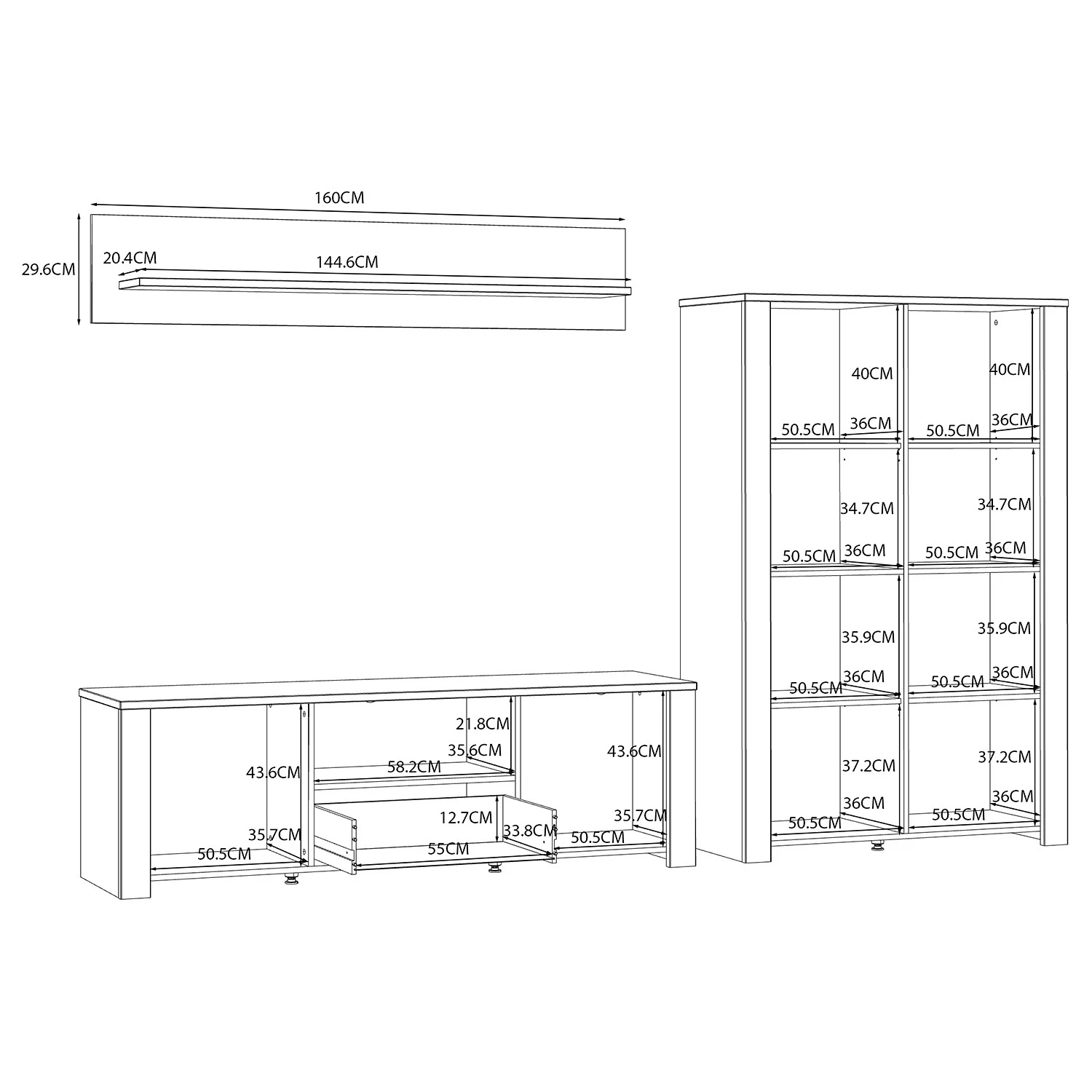 Ridgevalley Wohnwand Vassia I (3-teilig) - Eiche Navy Dekor / Eiche Riviera Dekor 10 Ridgevalley Wohnwand Vassia I (3-teilig) - Eiche Navy Dekor / Eiche Riviera Dekor – Bild 10