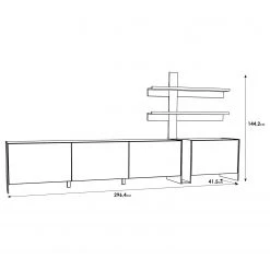 Loftscape Wohnwand Urban II (3-teilig) - Inkl. Beleuchtung - Weiß / Eiche Grau Dekor -Wohnzimmermöbel boutique en ligne 1000344692 220414 500 SKETCH DETAILS P000000001000344692 sketch