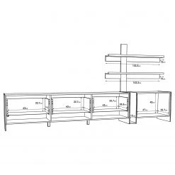 Loftscape Wohnwand Urban II (3-teilig) - Inkl. Beleuchtung - Weiß / Eiche Grau Dekor -Wohnzimmermöbel boutique en ligne 1000344692 220414 501 SKETCH DETAILS P000000001000344692 sketch