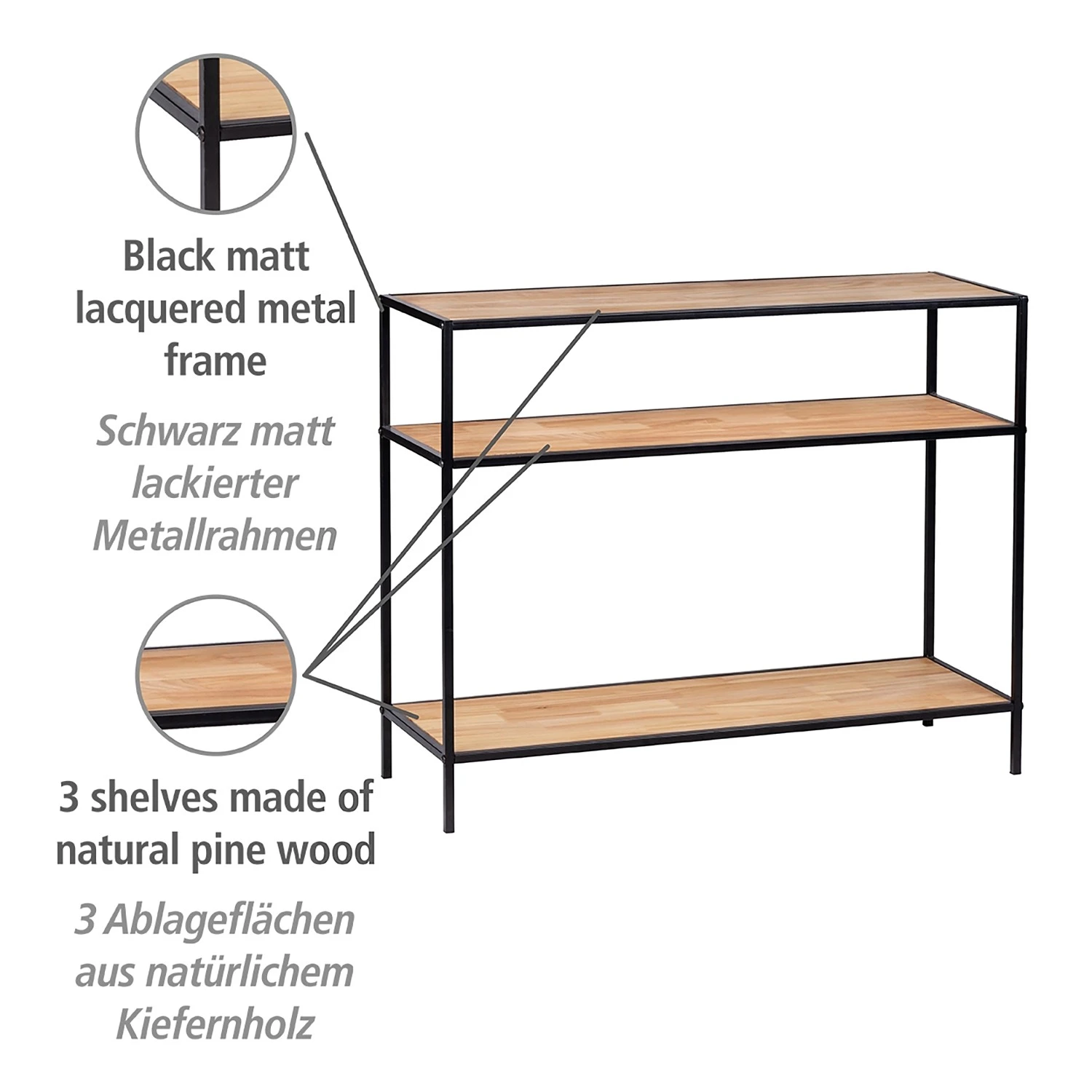 WENKO Konsolentisch Geo - Bambus massiv / Metall - Bambus / Schwarz 7 WENKO Konsolentisch Geo - Bambus massiv / Metall - Bambus / Schwarz – Bild 7