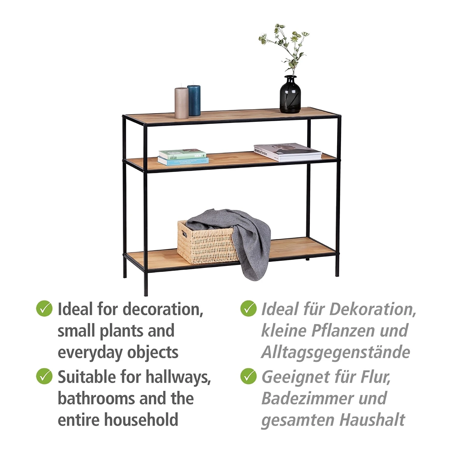 WENKO Konsolentisch Geo - Bambus massiv / Metall - Bambus / Schwarz 8 WENKO Konsolentisch Geo - Bambus massiv / Metall - Bambus / Schwarz – Bild 8