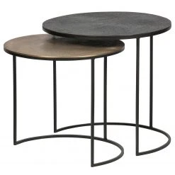 Red Living Beistelltisch Rooster (2er-Set) - Metall - Messing / Schwarz