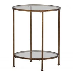 Red Living Beistelltisch Roslev - Glas / Metall - Messing