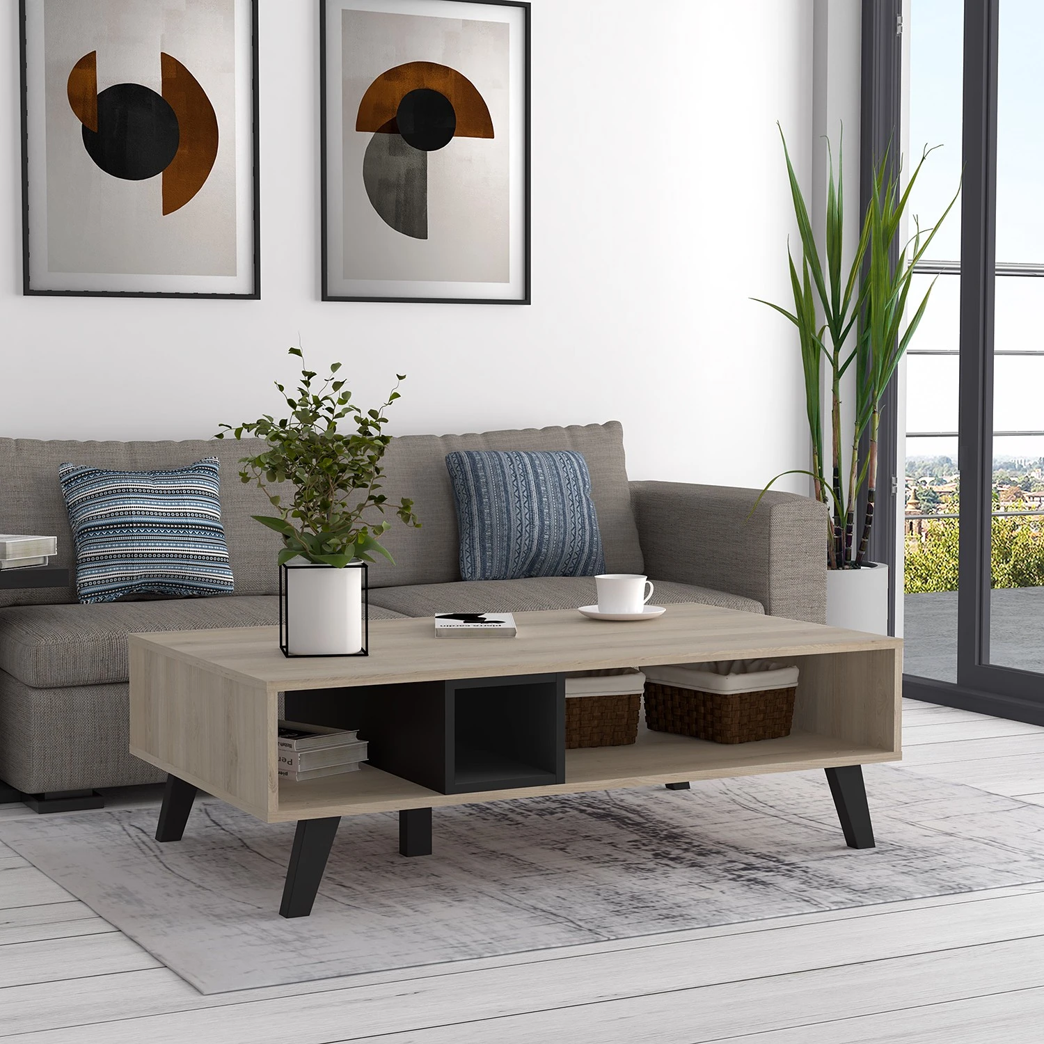 Loftscape Couchtisch Pesaro - Eiche Artisan Dekor / Schwarz 2 Loftscape Couchtisch Pesaro - Eiche Artisan Dekor / Schwarz – Bild 2