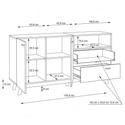 Loftscape Sideboard Pesaro I - Eiche Artisan Dekor / Schwarz -Wohnzimmermöbel boutique en ligne 1000348113 220603 501 SKETCH DETAILS P000000001000348113 sketch