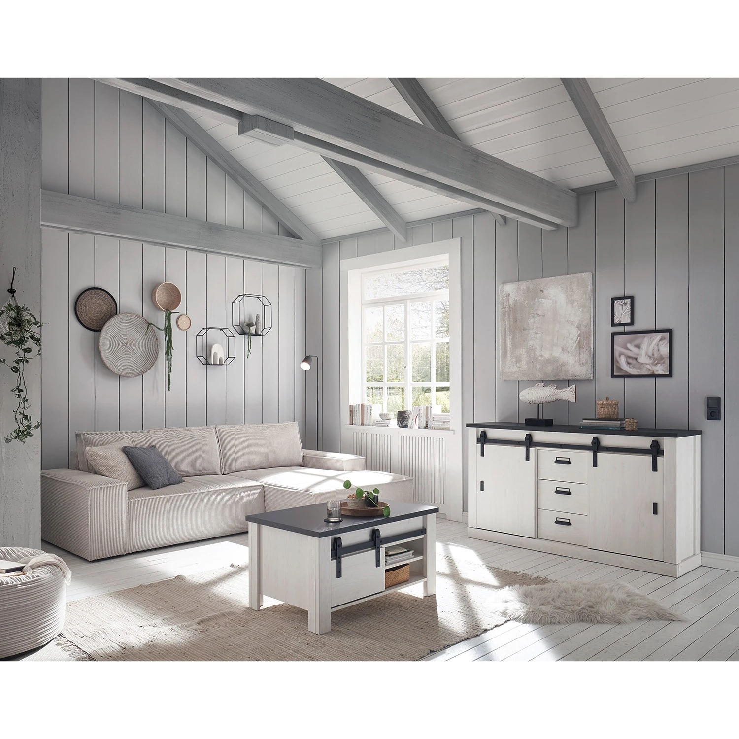 Ridgevalley Sideboard Shutter I - Pinie Weiß Dekor 4 Ridgevalley Sideboard Shutter I - Pinie Weiß Dekor – Bild 4