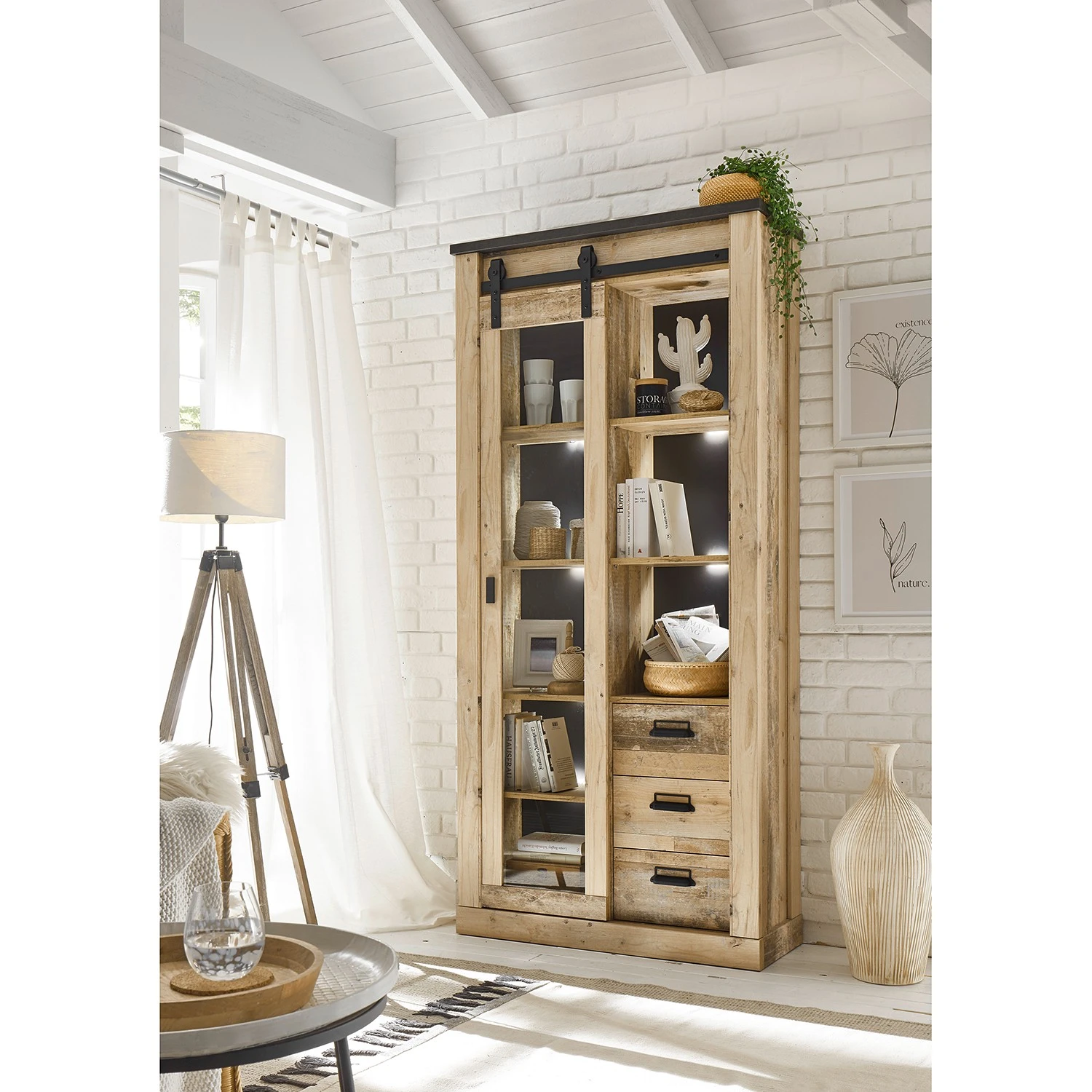 Ridgevalley Vitrinenschrank Shutter - Eiche Dekor 2 Ridgevalley Vitrinenschrank Shutter - Eiche Dekor – Bild 2