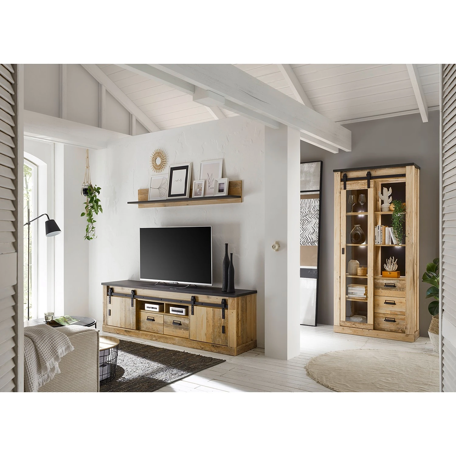 Ridgevalley Vitrinenschrank Shutter - Eiche Dekor 3 Ridgevalley Vitrinenschrank Shutter - Eiche Dekor – Bild 3