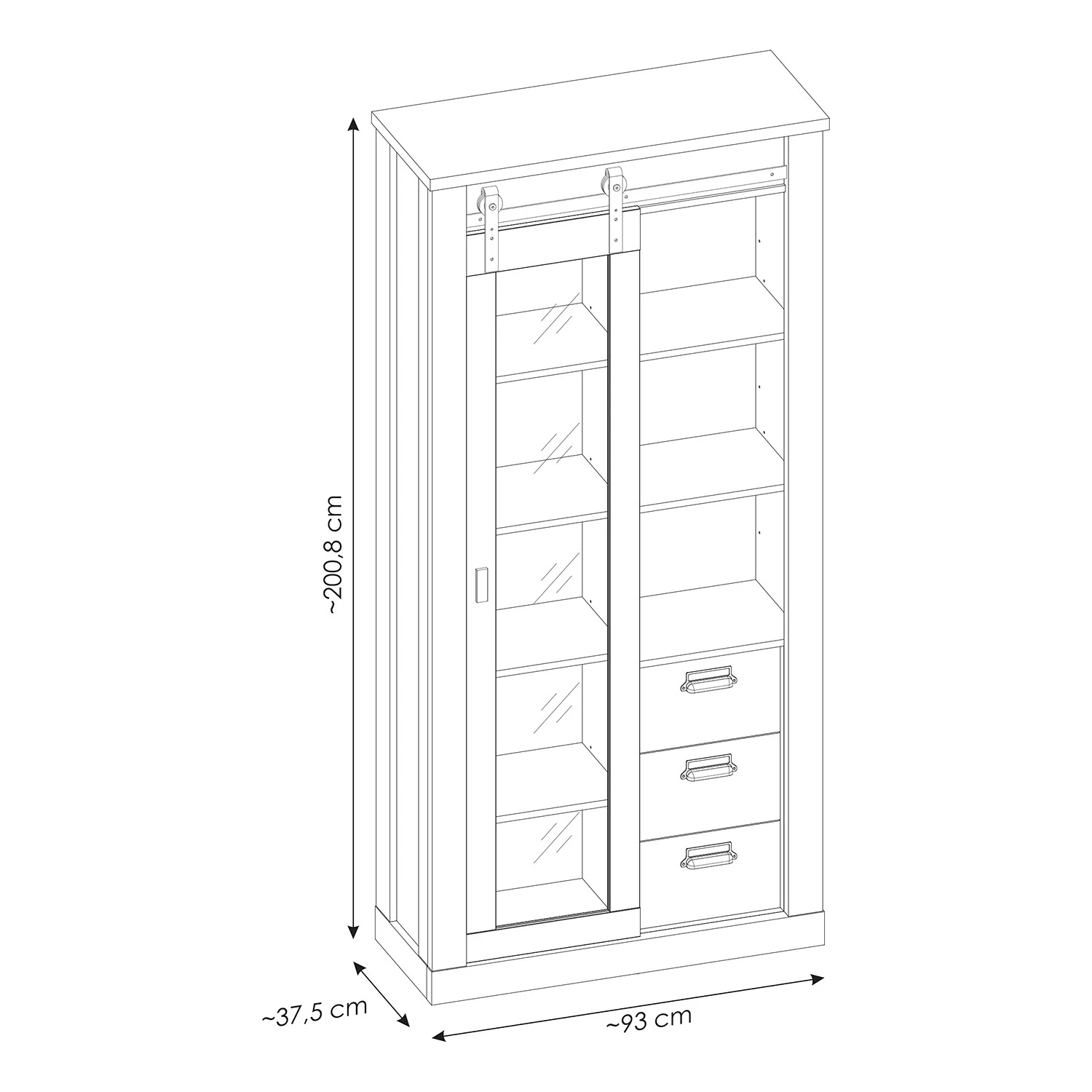 Ridgevalley Vitrinenschrank Shutter - Eiche Dekor 12 Ridgevalley Vitrinenschrank Shutter - Eiche Dekor – Bild 12