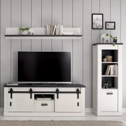 Ridgevalley Wohnwand Shutter I (3-teilig) - Pinie Weiß Dekor