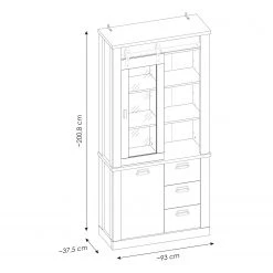 Ridgevalley Wohnwand Shutter IV (4-teilig) - Pinie Weiß Dekor -Wohnzimmermöbel boutique en ligne 1000348729 220505 500 SKETCH DETAILS P000000001000348729 sketch