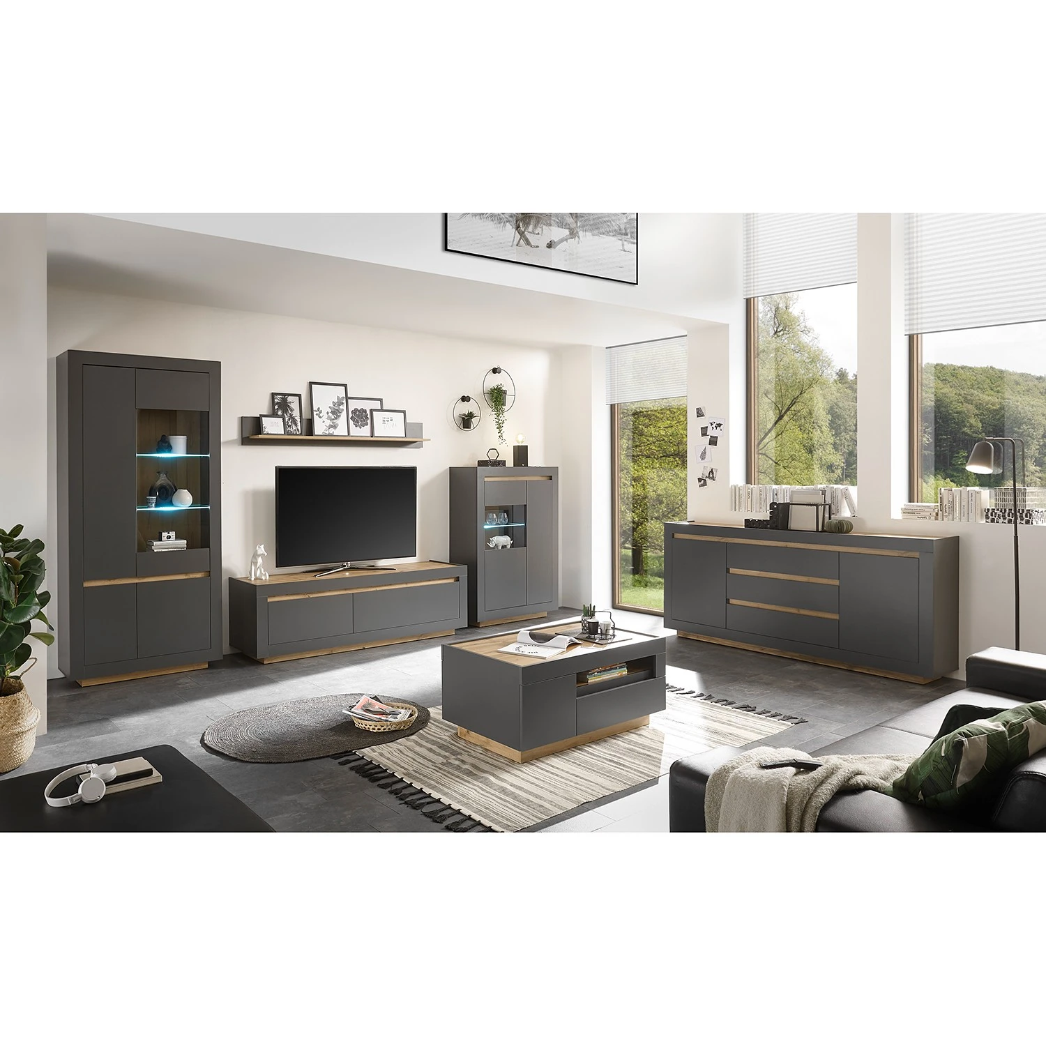 Loftscape Wandboard Accra - Anthrazit / Eiche Dekor 4 Loftscape Wandboard Accra - Anthrazit / Eiche Dekor – Bild 4