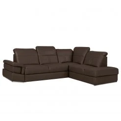 Loftscape Ecksofa Katamaran - Echtleder Maer: Dunkelbraun - Ottomane davorstehend rechts