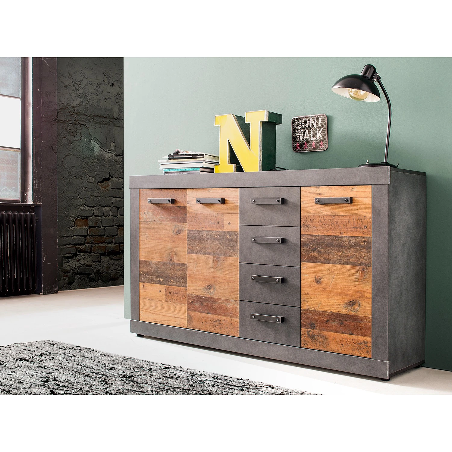 Trendteam Sideboard Indy - Altholz Dekor / Anthrazit 2 Trendteam Sideboard Indy - Altholz Dekor / Anthrazit – Bild 2