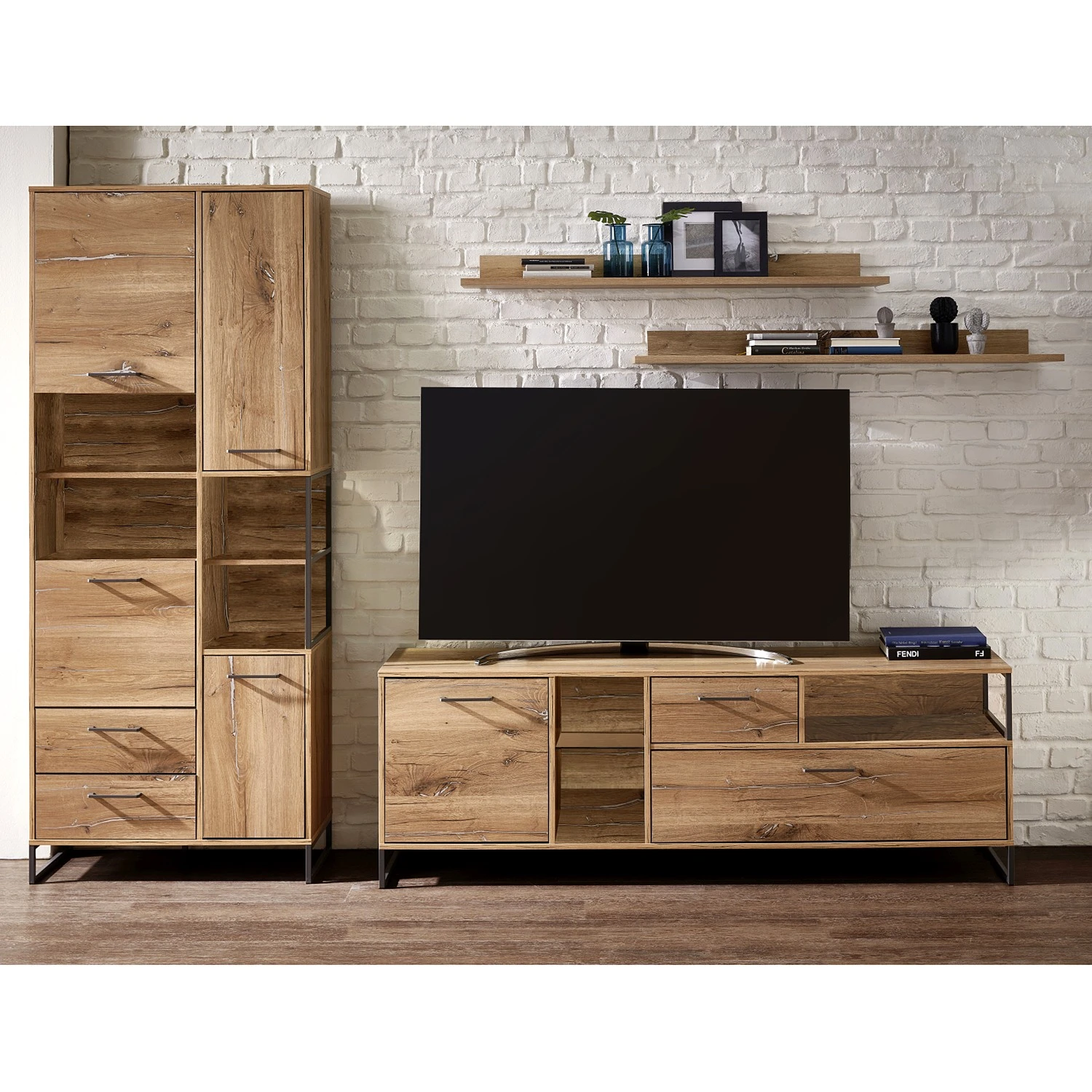 Red Living Wohnwand Sligo II (4-teilig) - Risseiche Silber Dekor / Graphit 1 Red Living Wohnwand Sligo II (4-teilig) - Risseiche Silber Dekor / Graphit