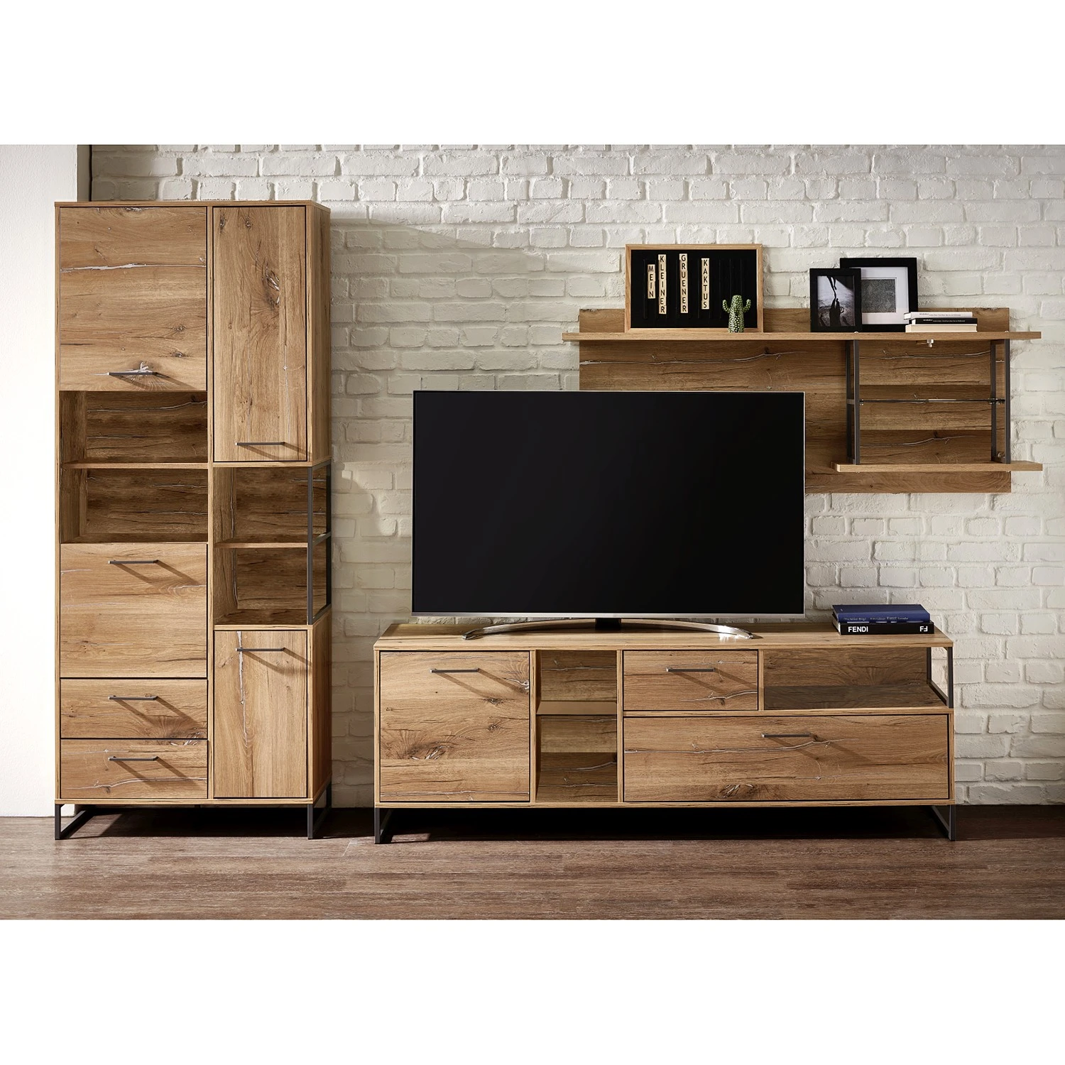 Red Living Wohnwand Sligo I (3-teilig) - Risseiche Silber Dekor / Graphit 1 Red Living Wohnwand Sligo I (3-teilig) - Risseiche Silber Dekor / Graphit