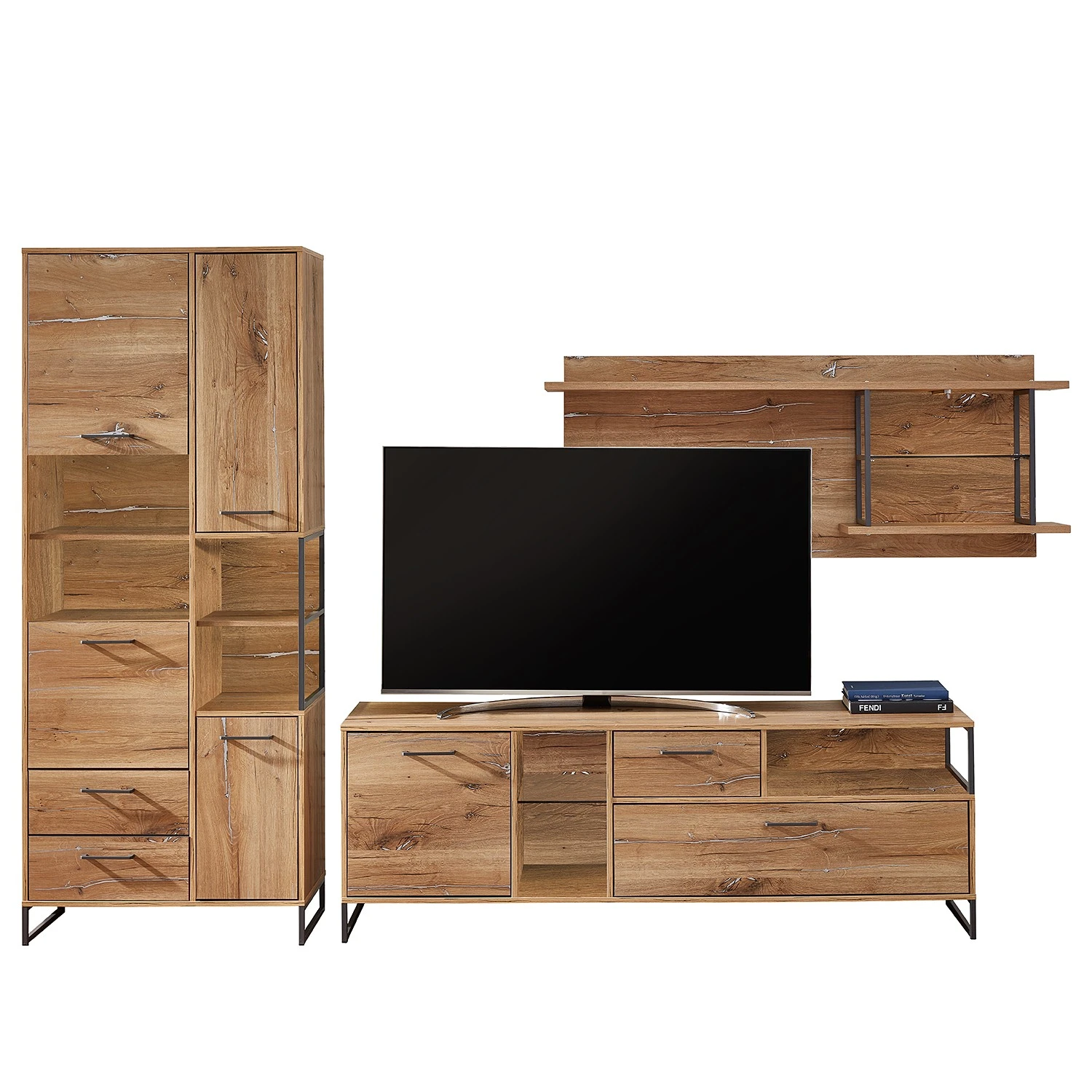 Red Living Wohnwand Sligo I (3-teilig) - Risseiche Silber Dekor / Graphit 3 Red Living Wohnwand Sligo I (3-teilig) - Risseiche Silber Dekor / Graphit – Bild 3